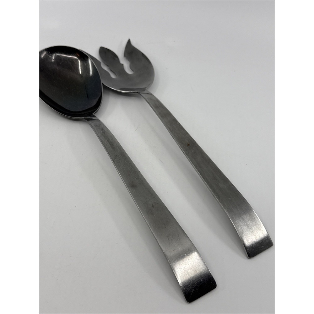 NASCO Japan Large Salad Fork & Spoon Set Serving Stainless  11.5"‎